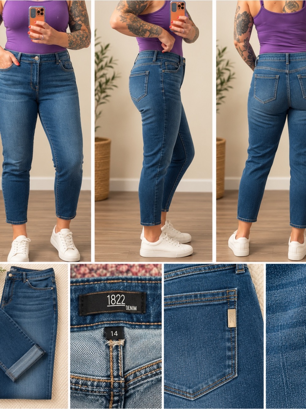 1822 Denim High-Rise Medium Blue Ankle Jeans - Women